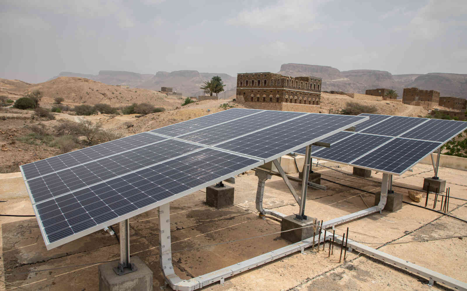 Solar panels power Yabouth Health Centre in Hadhramaut, Yemen.