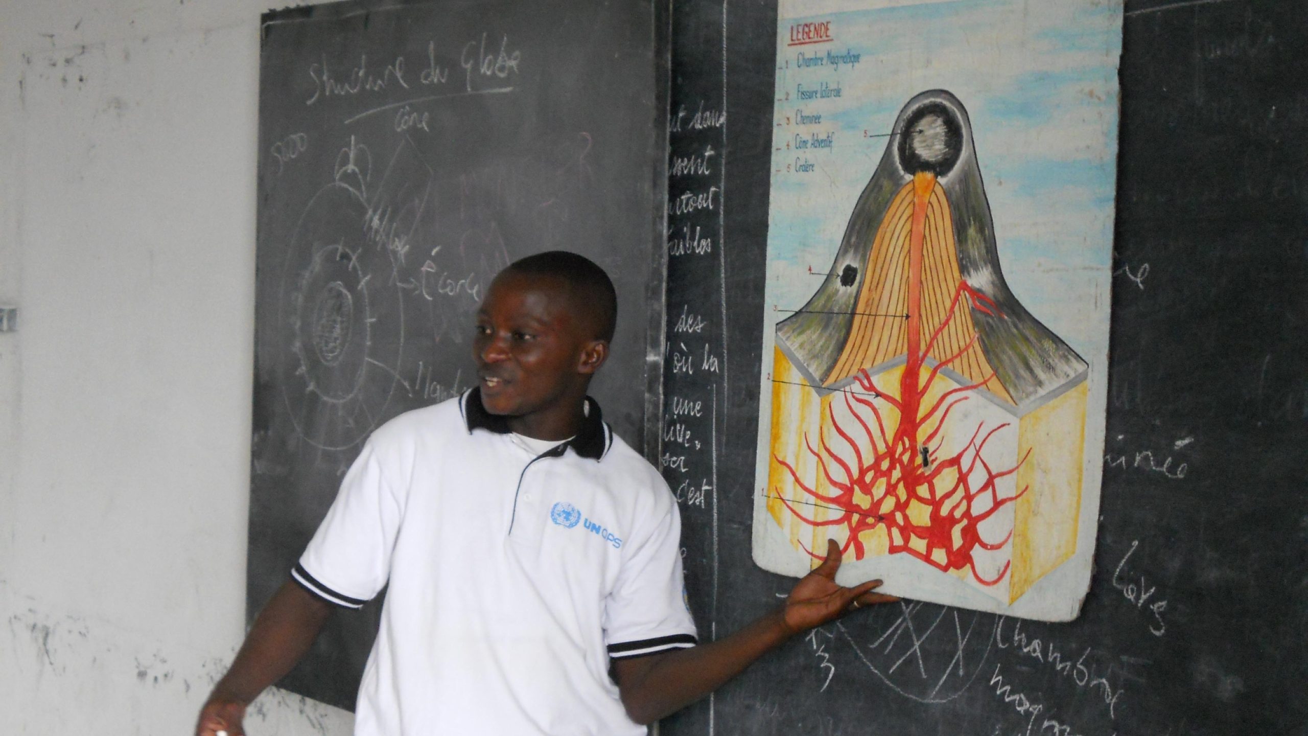 UNOPS supported an education campaign to teach children about the volcano.