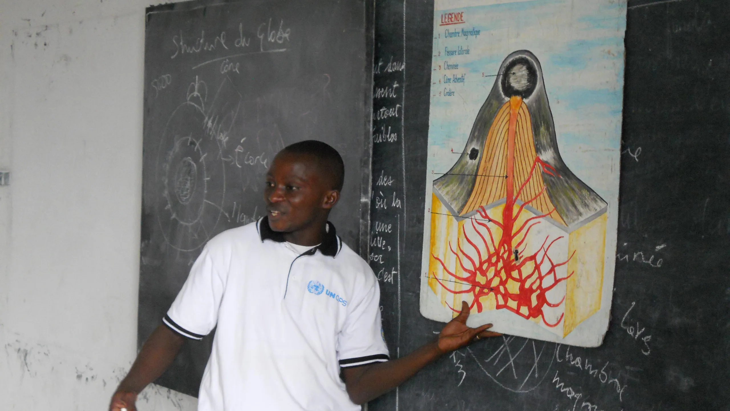 UNOPS supported an education campaign to teach children about the volcano.