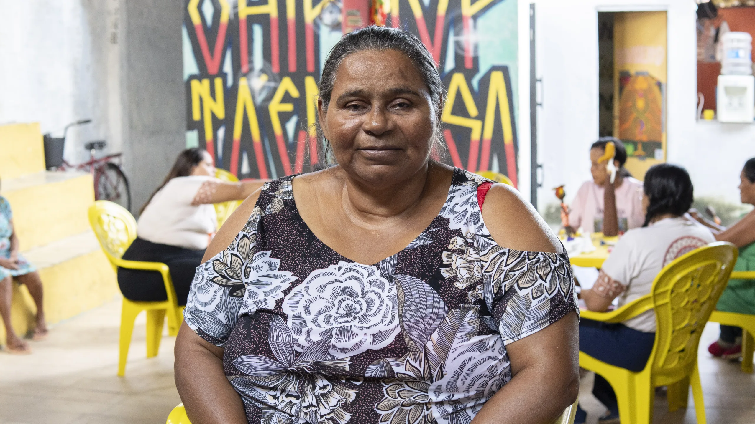 Luiza Espedião is one of the many women taking part in the psychological support workshops in the Bebedouro neighbourhood