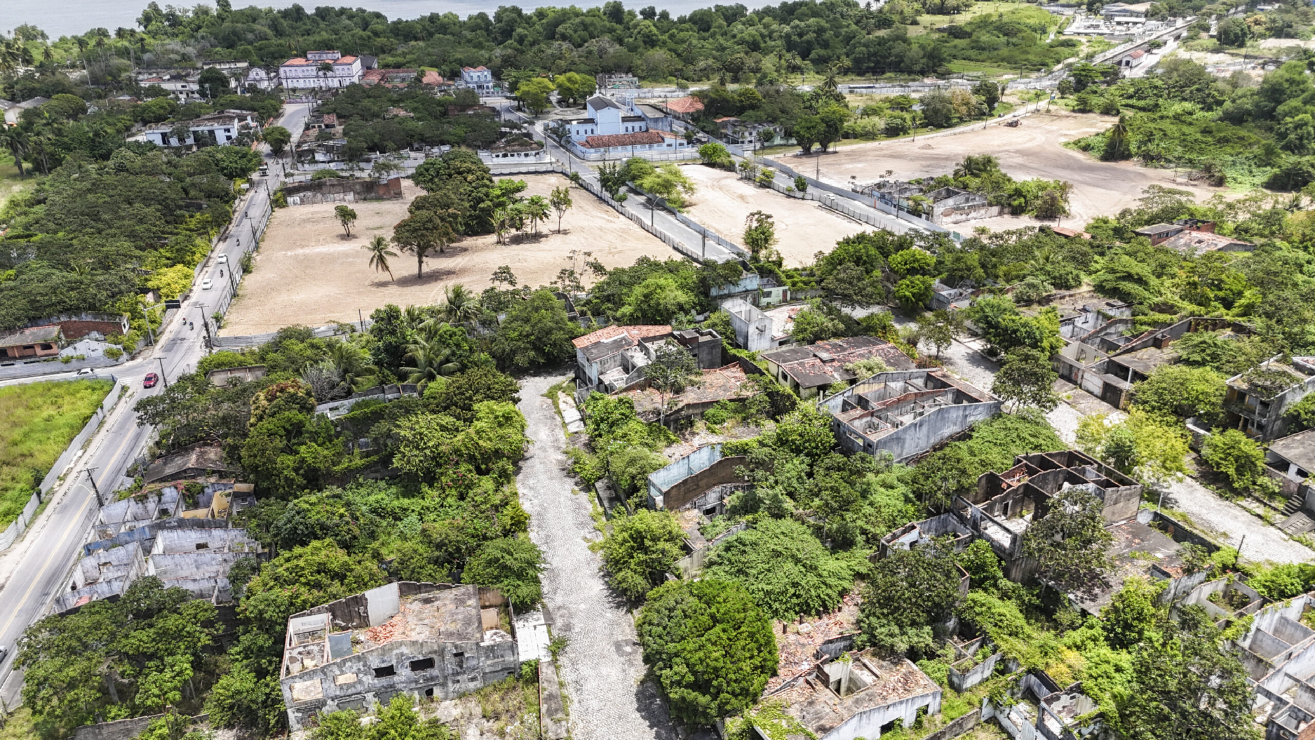 Vue aérienne d’un des quartiers abandonnés.
