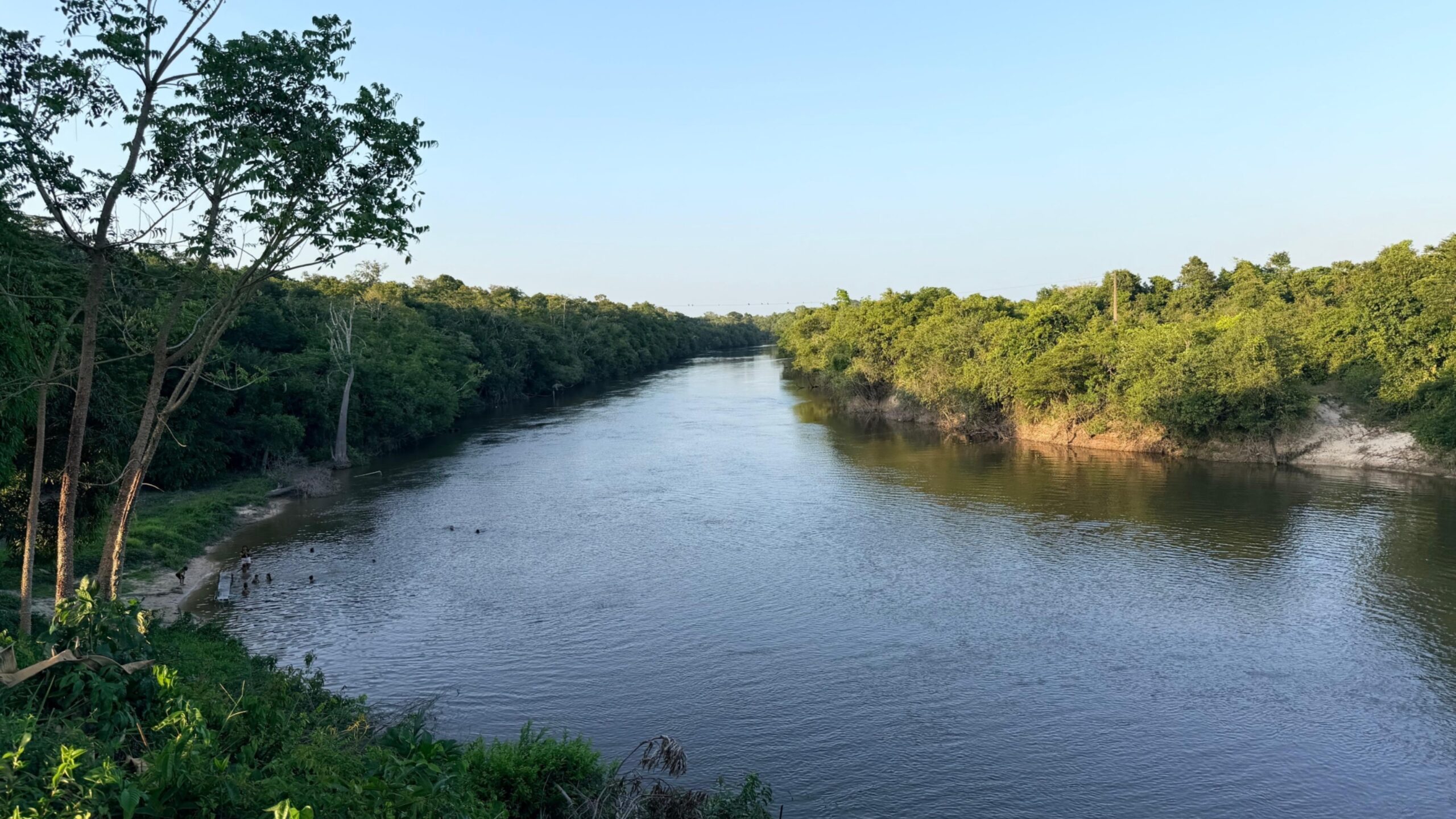 Niños y niñas indígenas y quilombolas nadando en el río Guamá, en el estado de Pará.