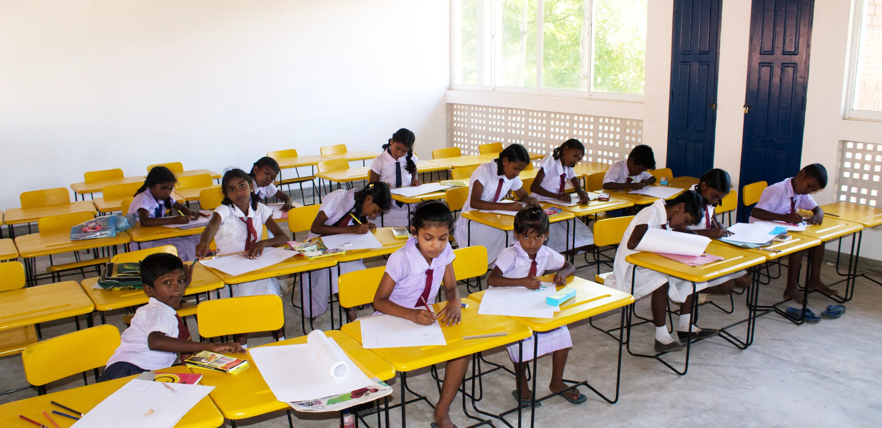​Renovated schools in Sri Lanka have helped deal with the shortage of classrooms and improve the health and safety of local children. UNOPS managed the renovation of the schools on behalf of the Korea International Cooperation Agency.