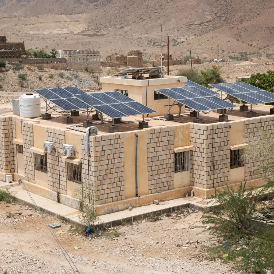 Solar energy powers Yabouth Health Centre in Yemen's Hadhramaut governorate.