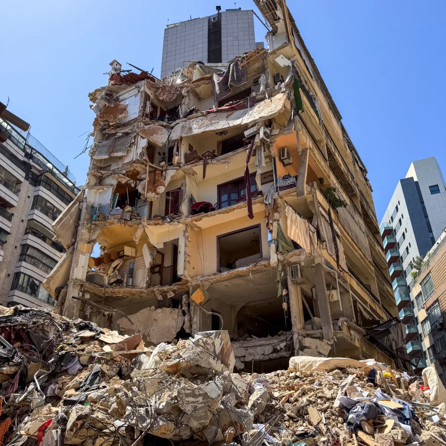 A destroyed residential building in Ain Mreisseh, Beirut.