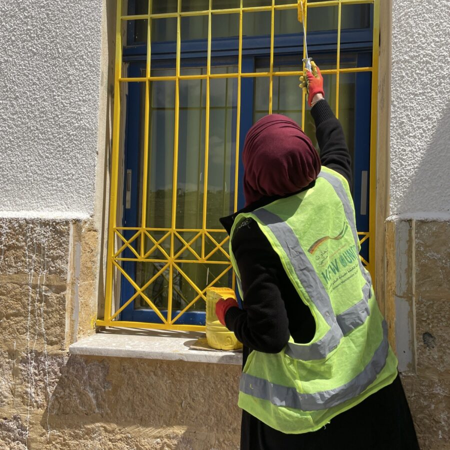 The light maintenance in the schools includes painting, repairing of windows and doors, and small electrical works.