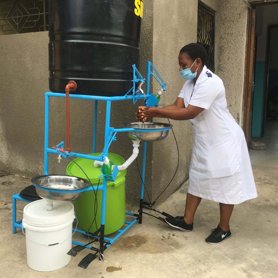 Innovative, market-based solutions, like this pedal-operated handwashing station, are essential for bringing sustainable hygiene products to the facilities and communities that need them most.