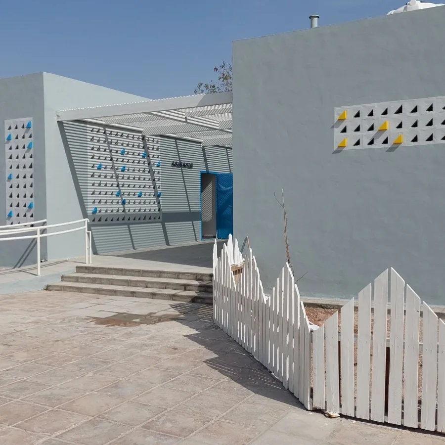 The rehabilitated community centre includes disability ramps