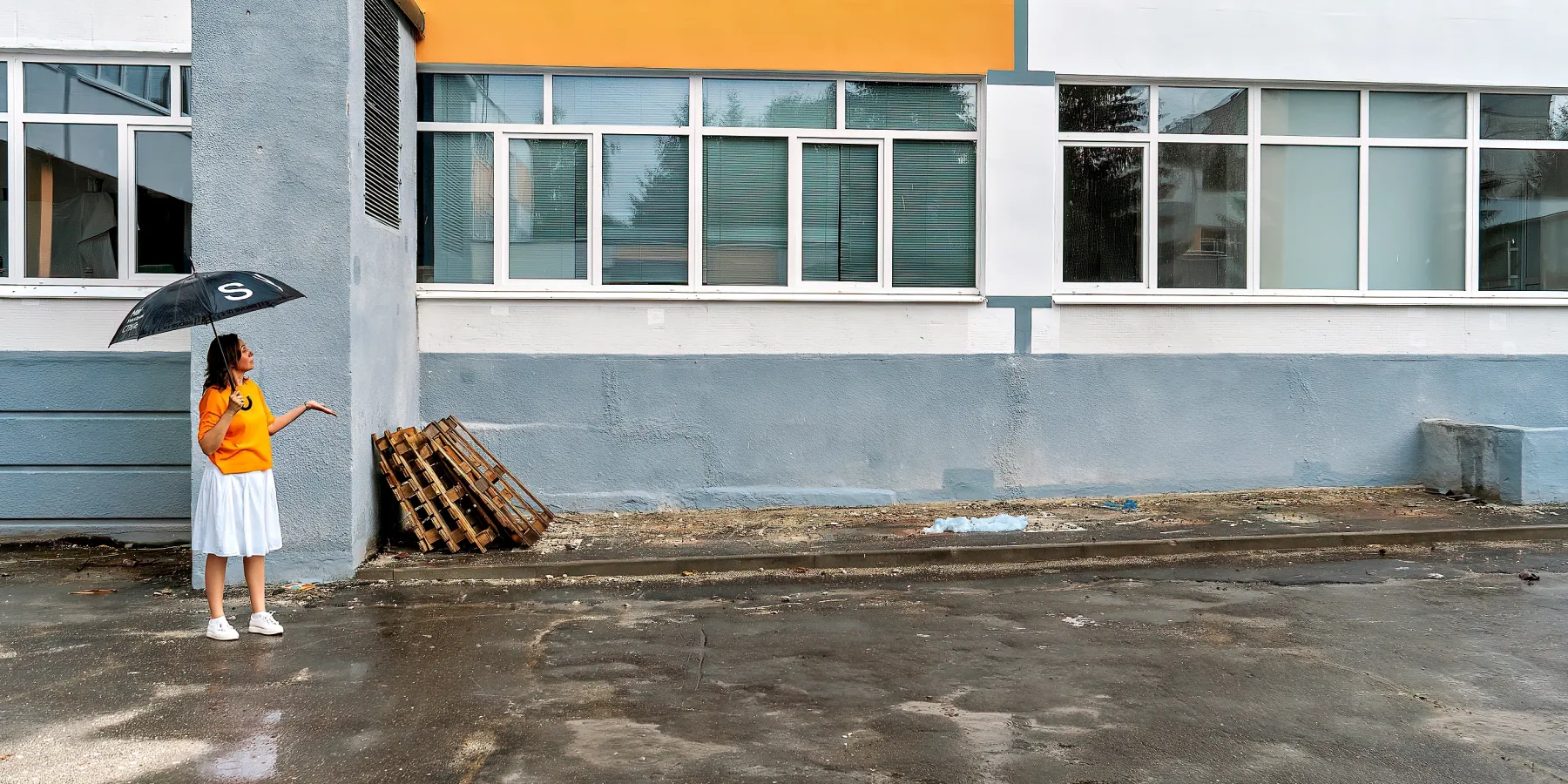 Alla Zub shows how the facade of the school has been restored on the side that suffered the most damage.