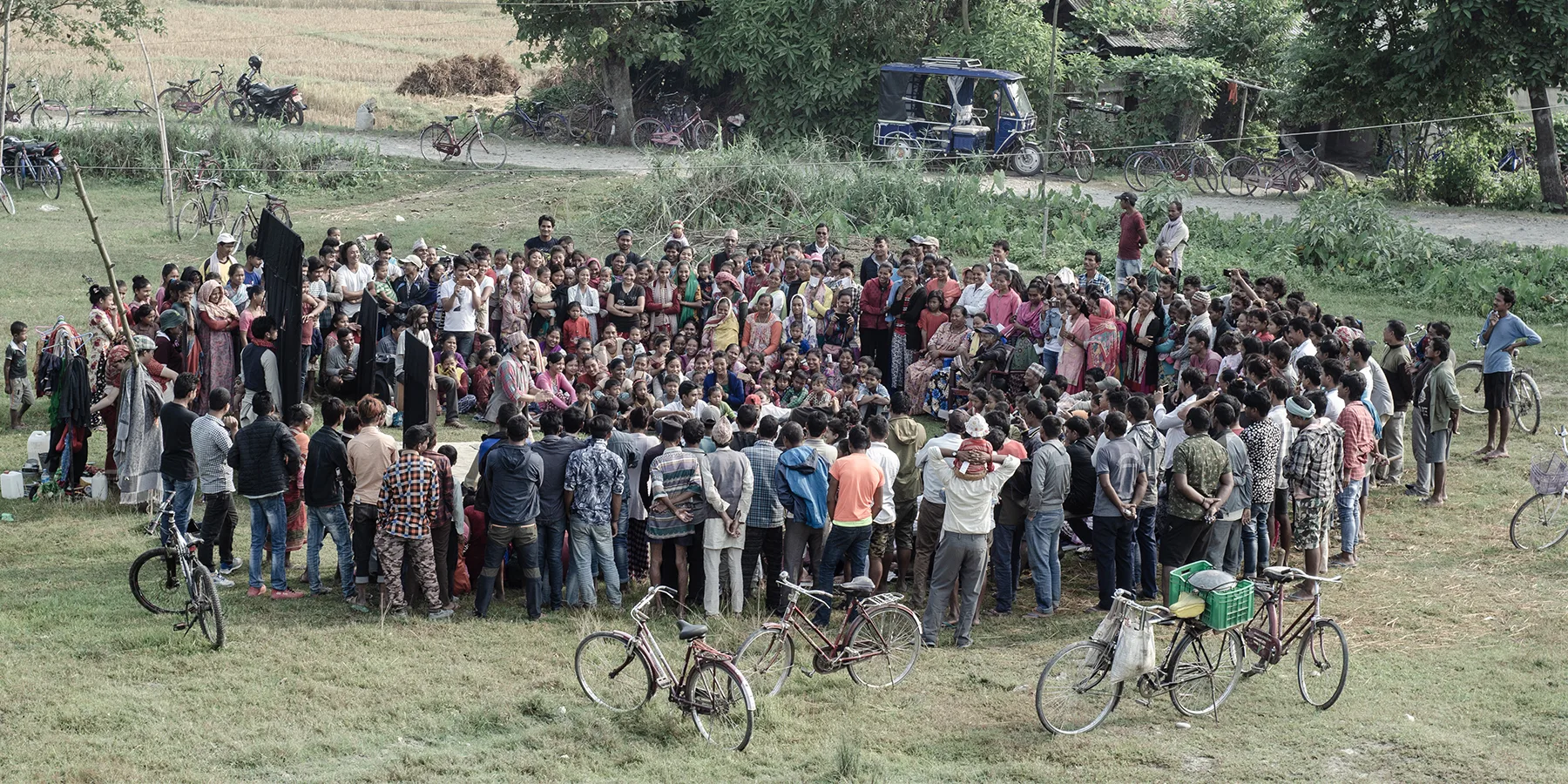 The drama team performing in Badalpur, Bardiya.