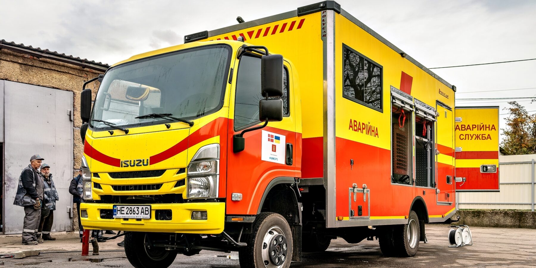 L’un des dix véhicules de réparation d’urgence livrés dans la région de Mykolaïv par l’UNOPS et le gouvernement danois.
